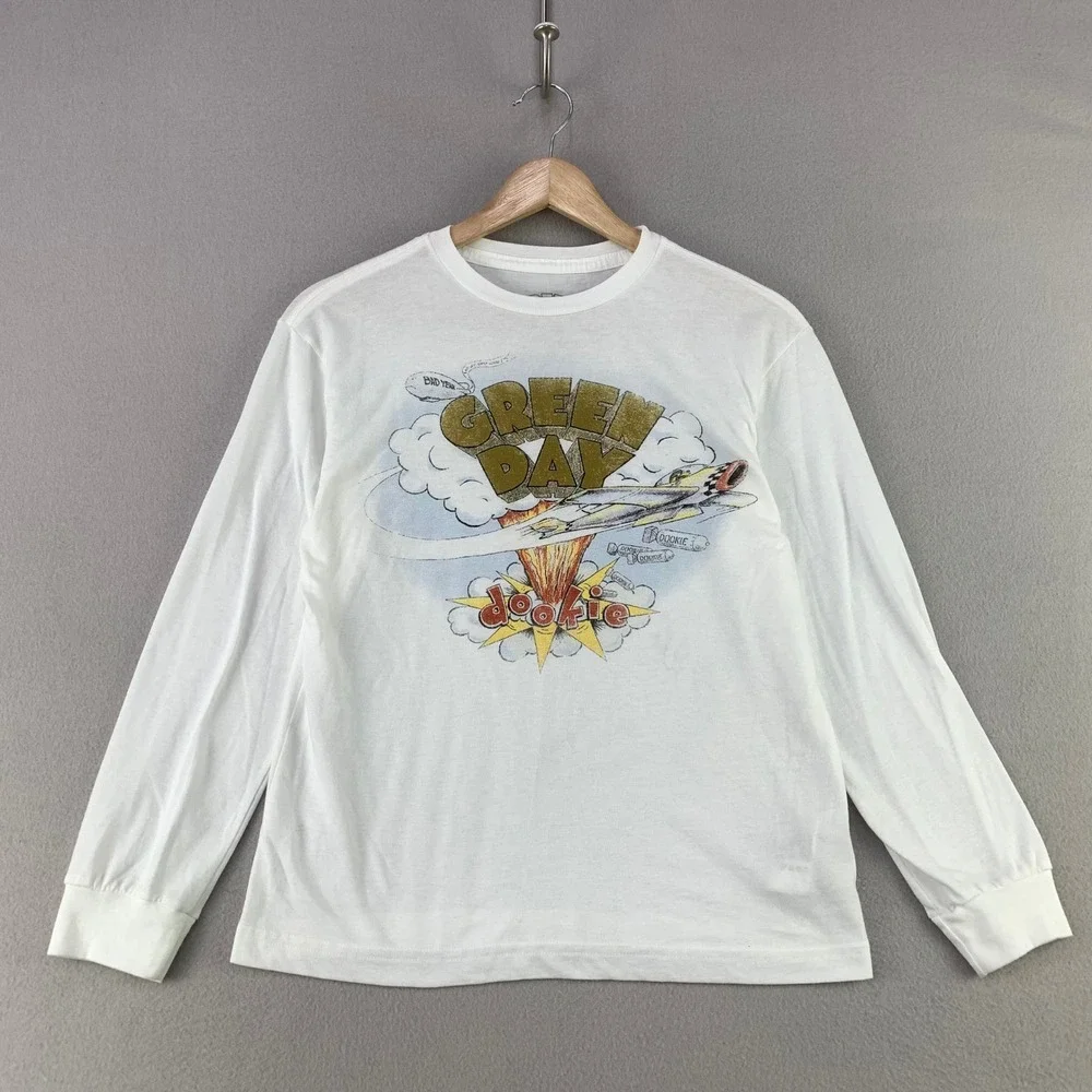 Gap Green Day Dookie T-Shirt Kids L (10) White Graphic Band Tee Long Sleeve